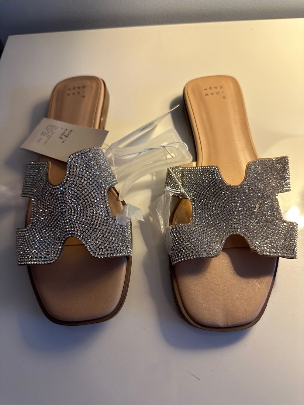 a new day Silver Crystal Slide Sandals